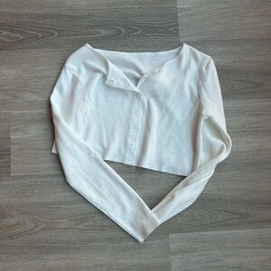 Crop White Sweater Cardigan